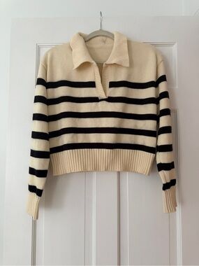 Cider striped knit collared sweater